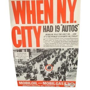 Vintage 1937 Mobiloil Mobil Oil NY Had 19 Autos Ad Advertisement